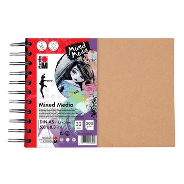 Marabu Cahier à spirale "Mixed Media", format A5, 300 g/qm,