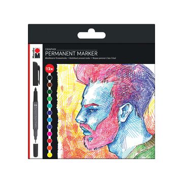 Marabu Marqueur permanent Graphix "SIGNIFICANT", étui de 12