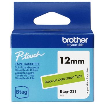 Ruban cassette d'origine Brother BTAGG31 - noir, vert clair