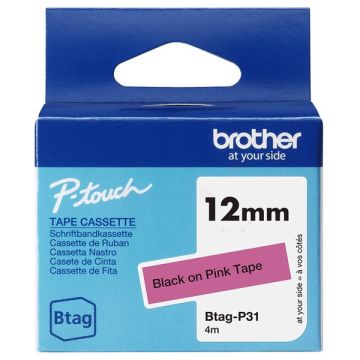 Ruban cassette d'origine Brother BTAGP31 - noir, rose