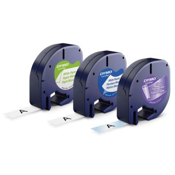 Ruban cassette d'origine Dymo 91241 / S0721800 - multipack 3 couleurs : jaune, argenté, blanc