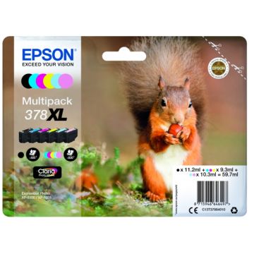 Cartouches d'origines Epson C13T37984020 / 378XL - multipack 6 couleurs : noire, cyan, magenta, jaune Cartouches d'origines Epson C13T37984020 / 378XL - multipack 6 couleurs : noire, cyan, magenta, jaune