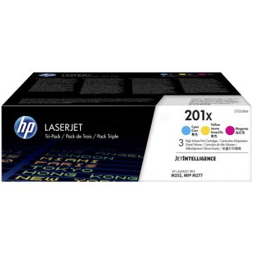 Toners d'origines HP CF253XM / 201X - multipack 3 couleurs : cyan, magenta, jaune