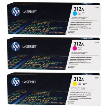 Toners d'origines HP CF440AM / 312A - multipack 3 couleurs : cyan, magenta, jaune