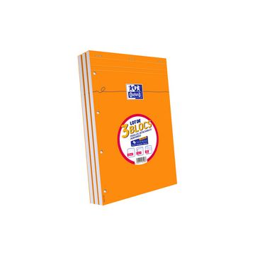 Oxford Bloc-notes, A4, quadrillé, perforé 4 trous, lot de 3