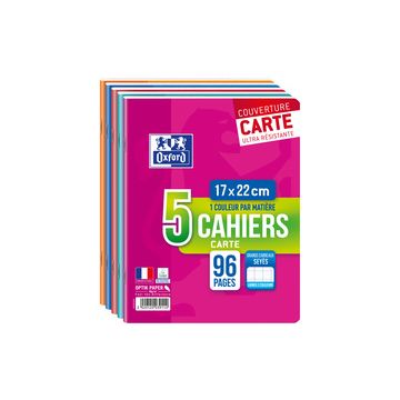 Oxford Cahier piqûre, 170 x 220 mm, seyès, 96 pages,lot de 5