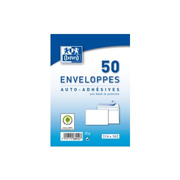 Oxford Enveloppes Velin, C6, blanc, sans fenêtre