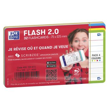 Oxford Fiches bristol FLASH 2.0, A7, bord de couleur