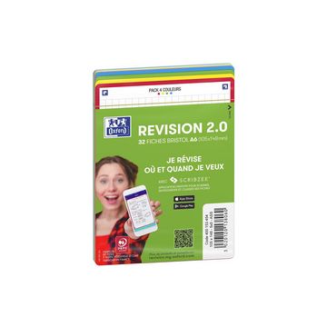Oxford Fiches bristol REVISION 2.0, A6, bord de couleur
