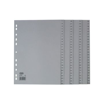 Oxford Intercalaire en plastique 1-100, A4, 100 pièces, gris