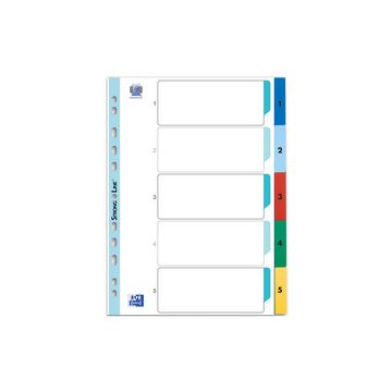 Oxford Intercalaire en plastique, A4, coloré, 5 pièces
