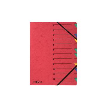 PAGNA trieur "EASY", A4, carton, 12 compartiments, rouge