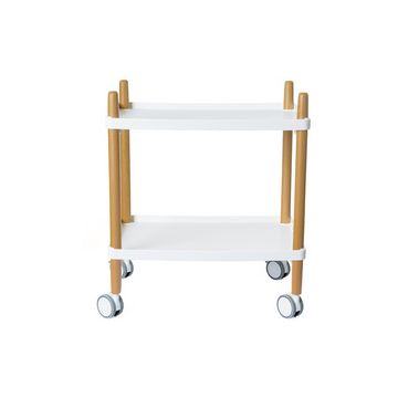 PAPERFLOW Chariot de bureau, 2 étagères, blanc / hêtre