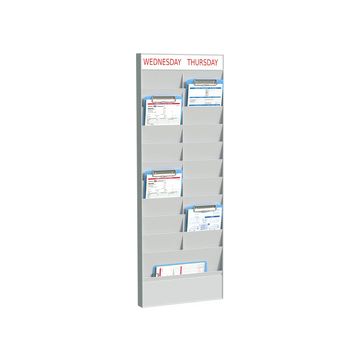 PAPERFLOW Planificateur de bureau mural, 20 casiers, gris PAPERFLOW Planificateur de bureau mural, 20 casiers, gris