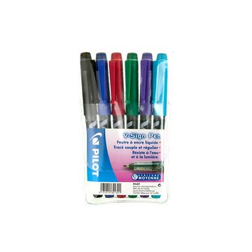 PILOT Stylo feutre V Sign Pen, étui de 6 pièces