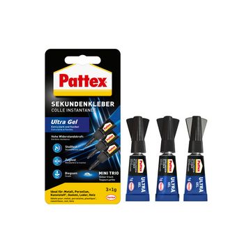 Pattex Colle instantanée Ultra Gel MINI Trio, 3 tube de 1 g