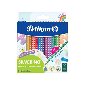 Pelikan Crayon de couleur triangulaire SILVERINO fin, étui