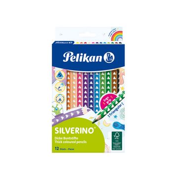 Pelikan Crayon de couleur triangulaire SILVERINO gros, étui