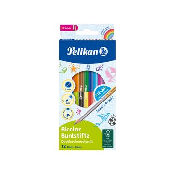 Pelikan Crayons de couleur Bicolor, rond, étui en carton de