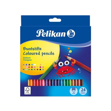 Pelikan Crayons de couleur triangulaire minces, étui en