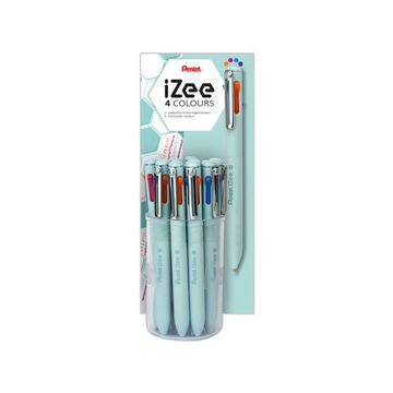 Pentel Stylo à bille rétractable 4 couleurs iZee, présentoir