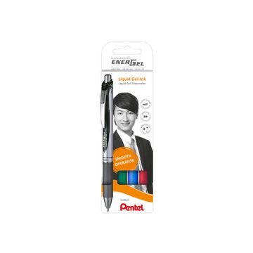 Pentel Stylo roller à encre gel EnerGel XmRT, set de 4