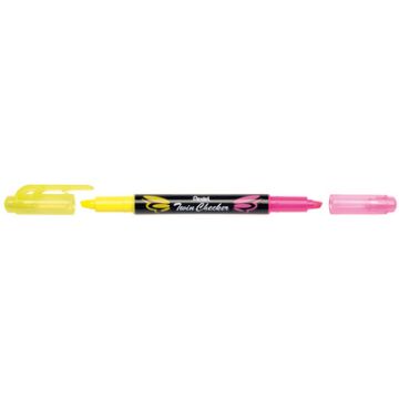 Pentel Surligneur "TWIN CHECKER", 2 pointes, jaune / rose