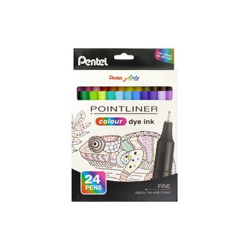 PentelArts Feutre POINTLINER colour dye ink, étui de 24