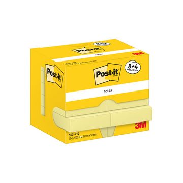 Post-it Bloc-note adhésif, 51 x 38 mm, jaune, promotion 8+4