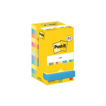 Post-it Bloc-note adhésif, 76 x 76 mm, Energetic, 8+4