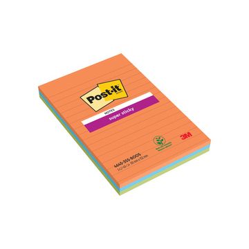 Post-it Bloc-note super sticky notes, 101 x 152 mm, ligné