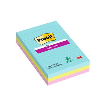 Post-it Bloc-note super sticky notes, ligné, 101 x 152 mm