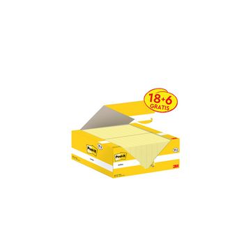 Post-it Bloc-notes adhésif, 51 x 38 mm, jaune, 18+6 gratuits