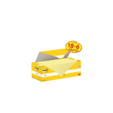 Post-it Bloc-notes adhésif, 76 x 76 mm, jaune, 18+6 gratuits