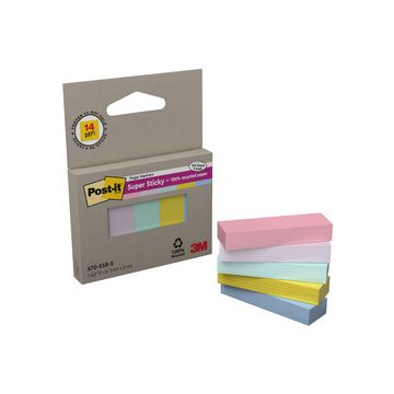 Post-it Marque-page Super Sticky Couleurs Pastel, 15 x 50mm