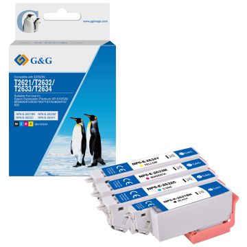 Cartouches compatibles premiums Epson C13T26364010 / 26XL - multipack 4 couleurs : noire, cyan, magenta, jaune