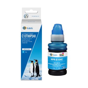 Bouteille d'encre compatible premium Epson C13T00P240 / 104 - cyan