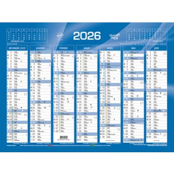 QUO VADIS Calendrier de banque bleu, 270 x 210 mm, 2026 QUO VADIS Calendrier de banque bleu, 270 x 210 mm, 2026