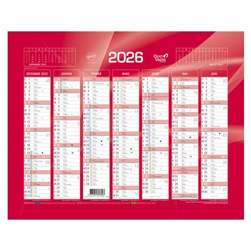 QUO VADIS Calendrier de banque rouge, 270 x 210 mm, 2026