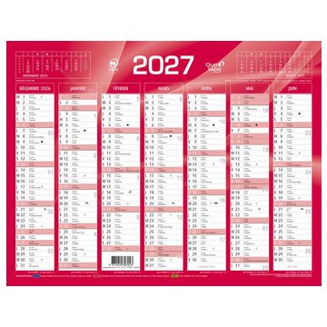 QUO VADIS Calendrier de banque rouge, 270 x 210 mm, 2027 QUO VADIS Calendrier de banque rouge, 270 x 210 mm, 2027