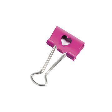 RAPESCO Pince double clip, (L)32 mm, coeur, rose