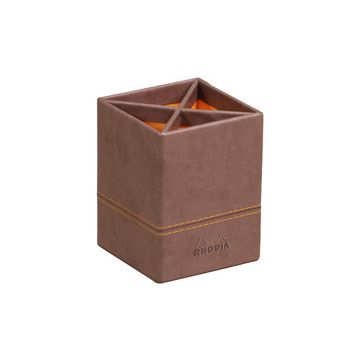RHODIA Pot à crayons, en similicuir, chocolat