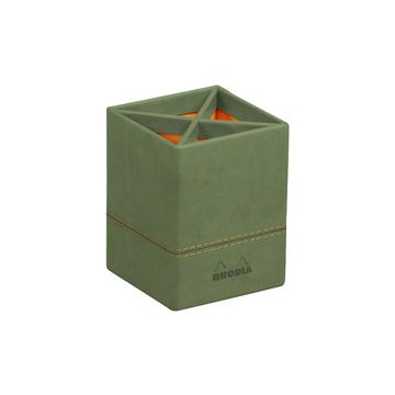 RHODIA Pot à crayons, en similicuir, sauge