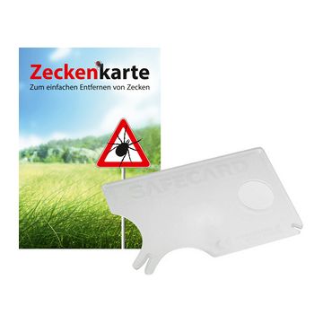 RNK Carte à tiques "Safecard" avec loupe, 85 x 54 mm