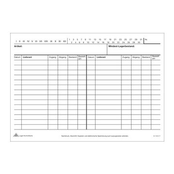 RNK Verlag Lager-Kontrollkarte, DIN A5 quer, weiß