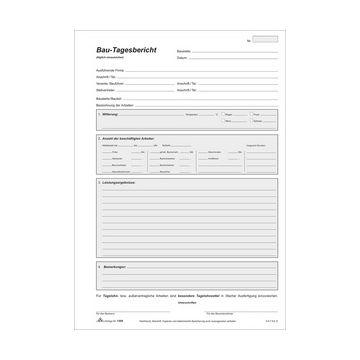 RNK Verlag Vordruck "Bau-Tagesbericht", SD, Block, DIN A4