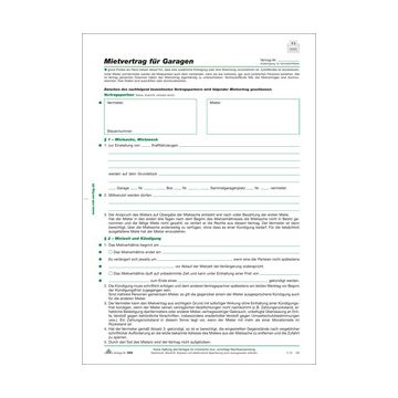 RNK Verlag Vordruck "Mietvertrag für Garagen, DIN A4