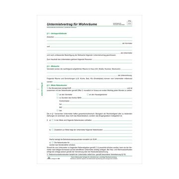 RNK Verlag Vordruck "Untermietvertrag für Wohnräume", DIN A4