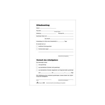 RNK Verlag Vordruck "Urlaubsantrag", Block, SD, DIN A5
