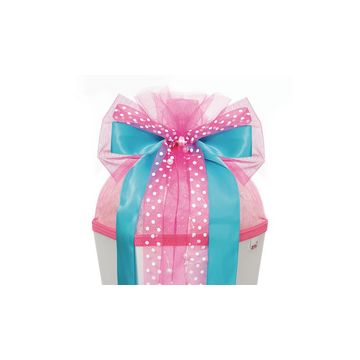 ROTH Ruban pour cornet scolaire "Pink Dots", bleu clair/rose